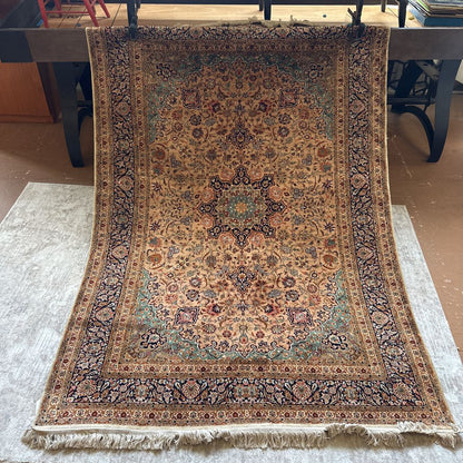 Peach Colored Traditional Silk Rug