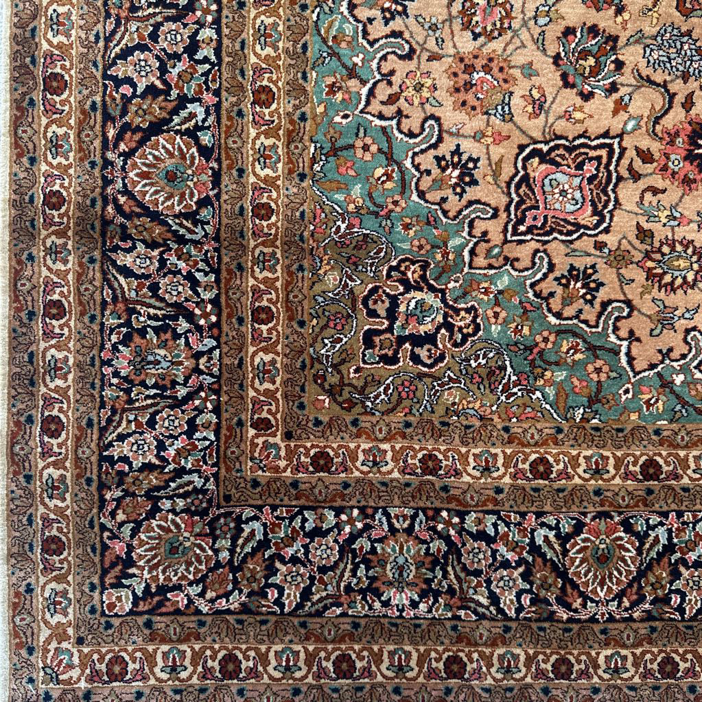 Peach Colored Traditional Silk Rug
