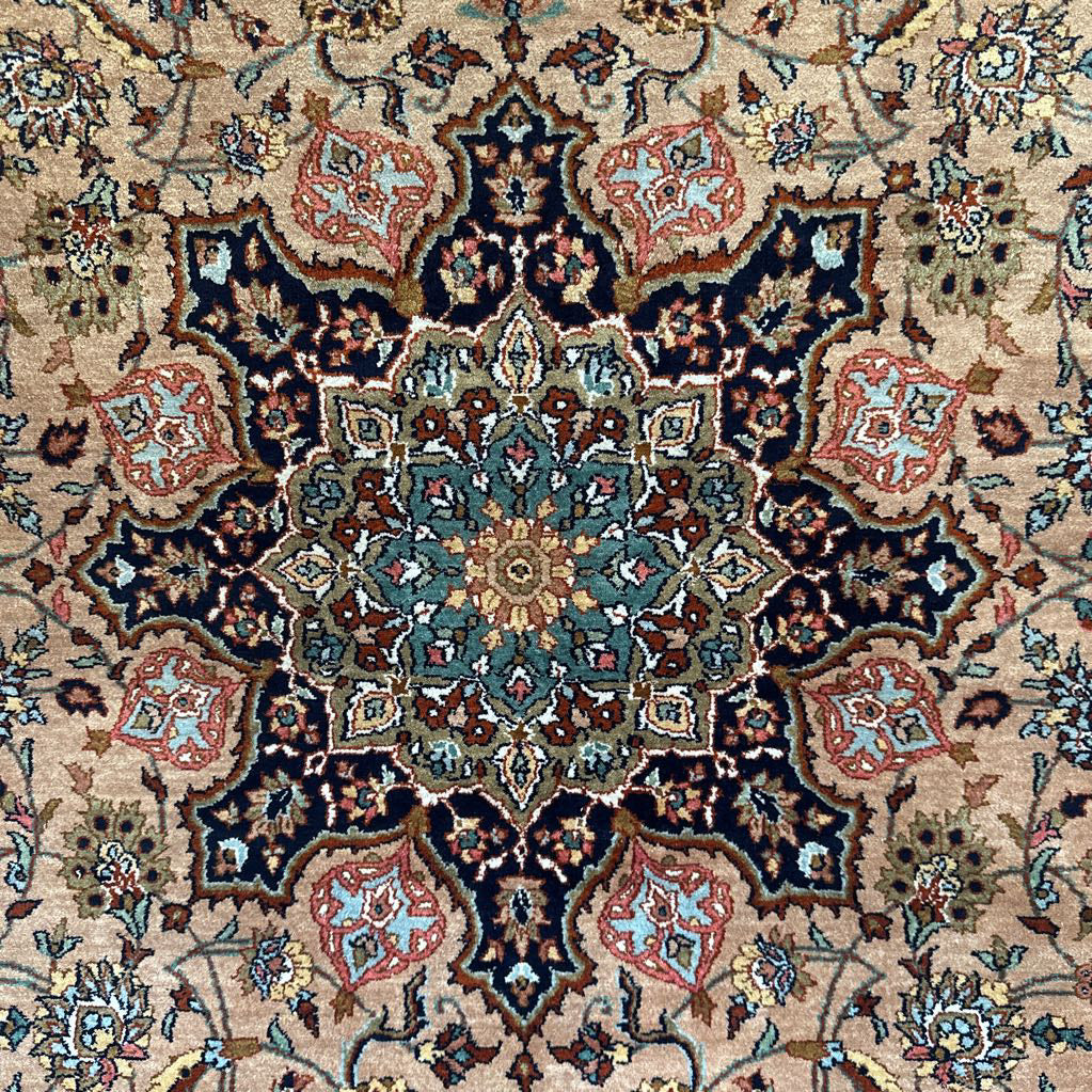 Peach Colored Traditional Silk Rug RUGS