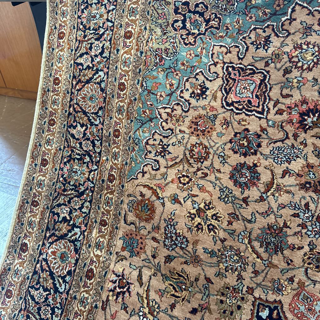Peach Colored Traditional Silk Rug RUGS