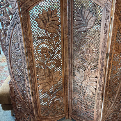 Hand Carved Cut Out Folding Screen