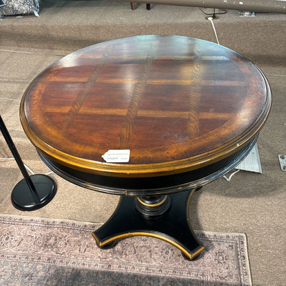 Walnut Round Pedestal End Table C SIDE TABLES