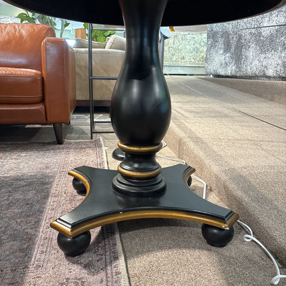 Walnut Round Pedestal End Table