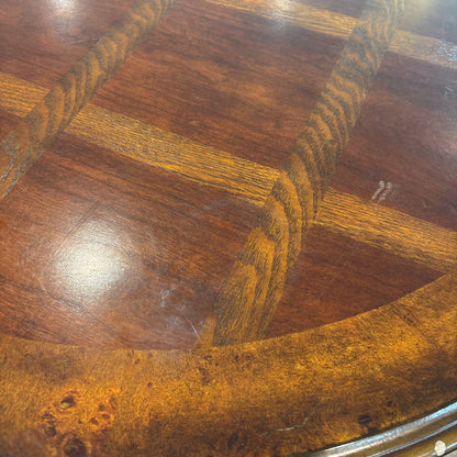 Walnut Round Pedestal End Table