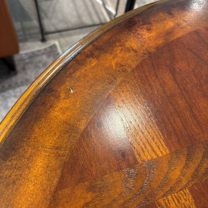 Walnut Round Pedestal End Table