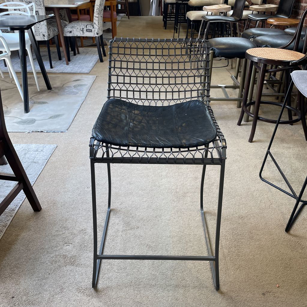Crate & Barrel Metal Wire Back Counter Stool