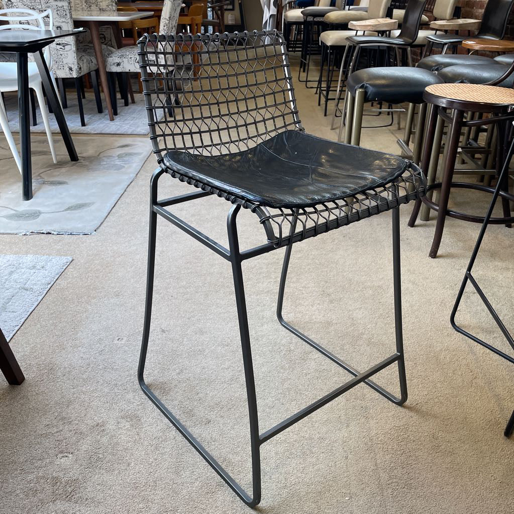Crate & Barrel Metal Wire Back Counter Stool