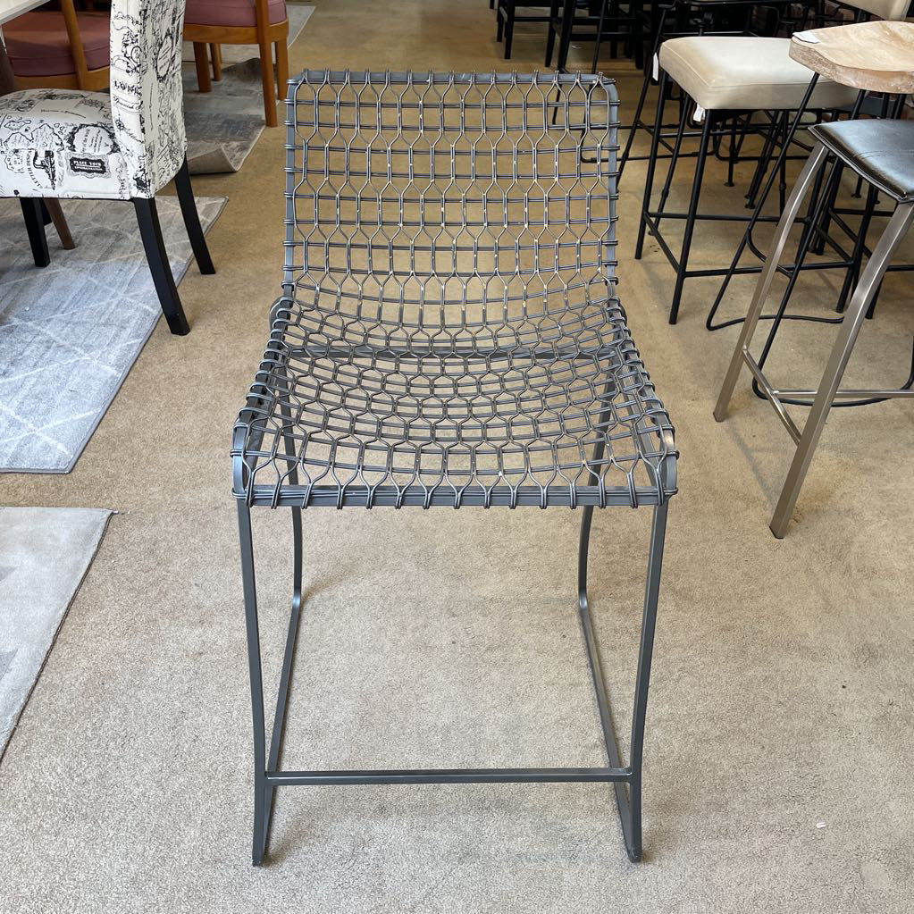 Crate & Barrel Metal Wire Back Counter Stool
