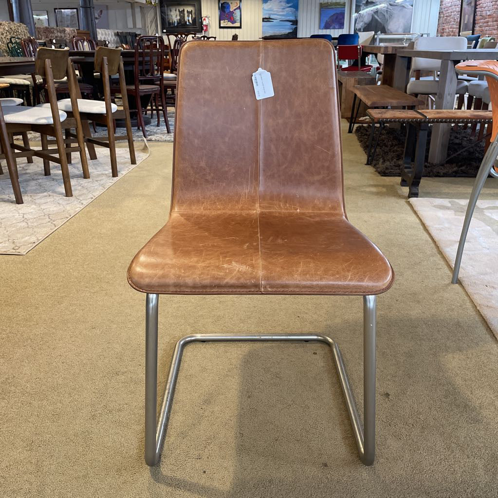 CB2 Metal + Leather Dining Chair