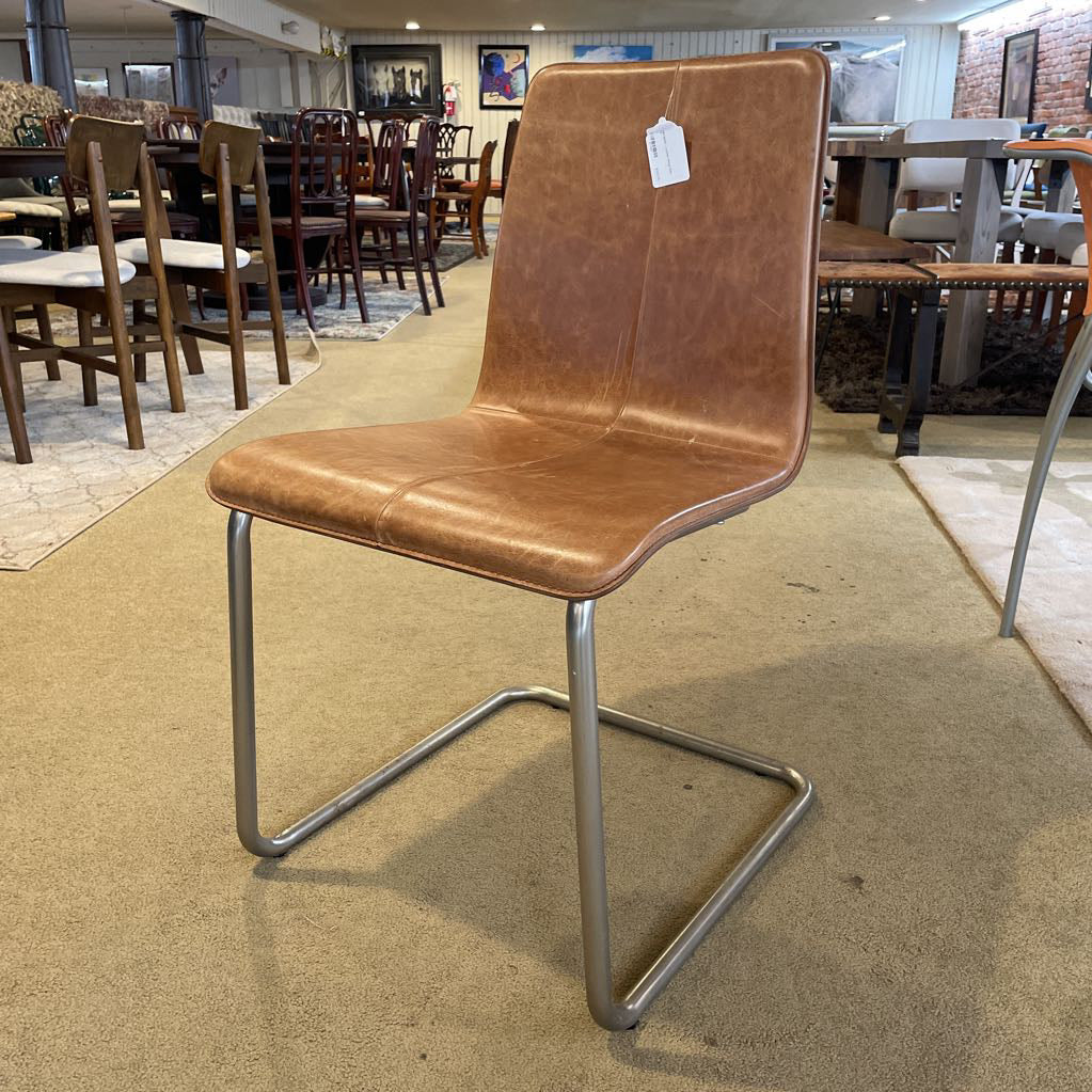 CB2 Metal + Leather Dining Chair