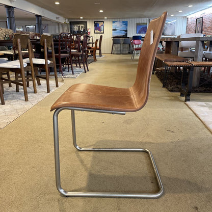 CB2 Metal + Leather Dining Chair