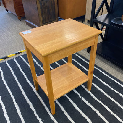 Blonde Wood Side Table w/Drawer