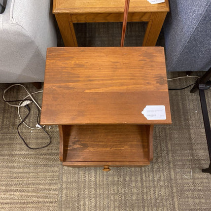 Vintage Curved Side Side Table w/Low Drawer