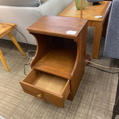 Vintage Curved Side Side Table w/Low Drawer