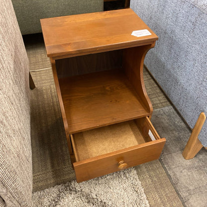 Vintage Curved Side Side Table w/Low Drawer