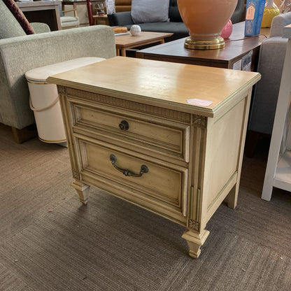 French Provincial Style Two Drawer Nightstand