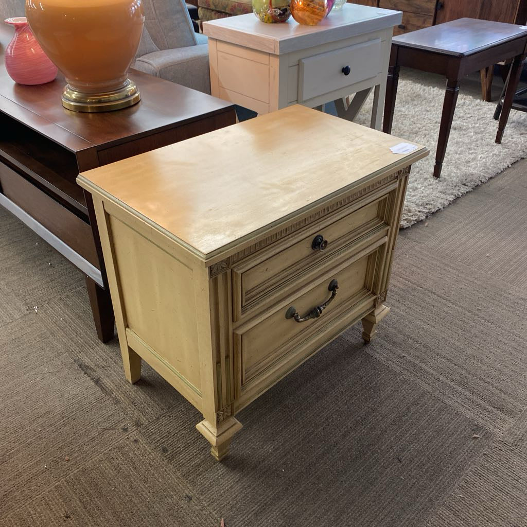 French Provincial Style Two Drawer Nightstand