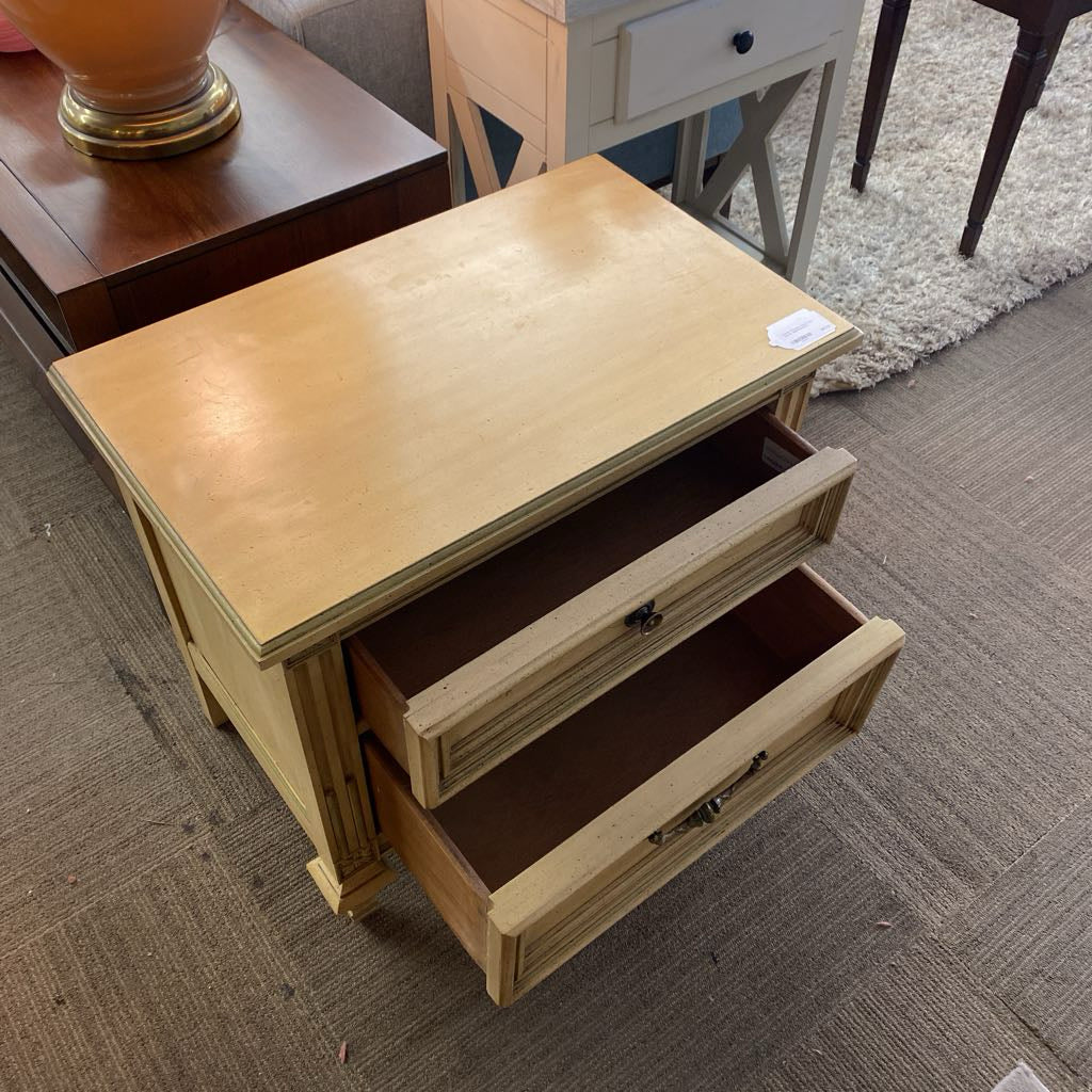 French Provincial Style Two Drawer Nightstand