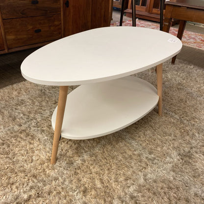Small White Guitar Pick Coffee Table w/Shelf