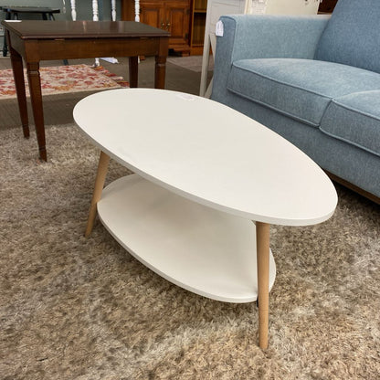 Small White Guitar Pick Coffee Table w/Shelf