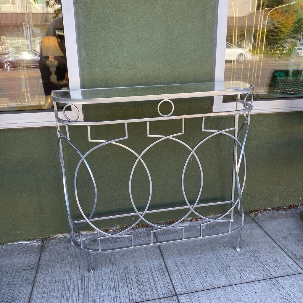 Silver Entry Table w/Mirror Top C CONSOLE TABLES