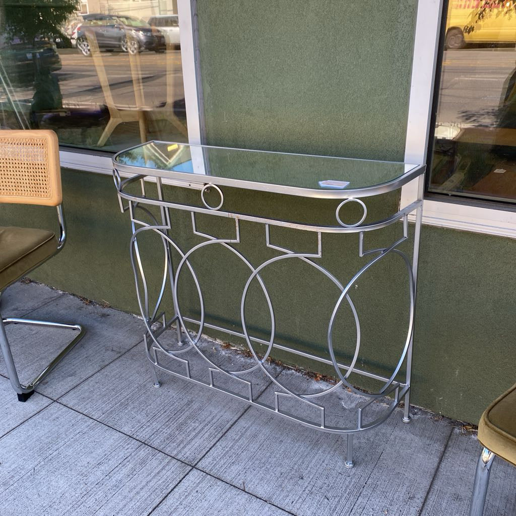 Silver Entry Table w/Mirror Top