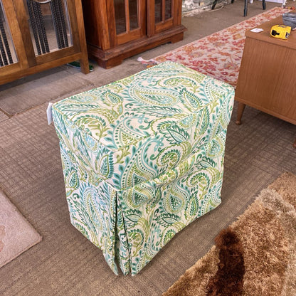 Green Paisley Skirted Stool