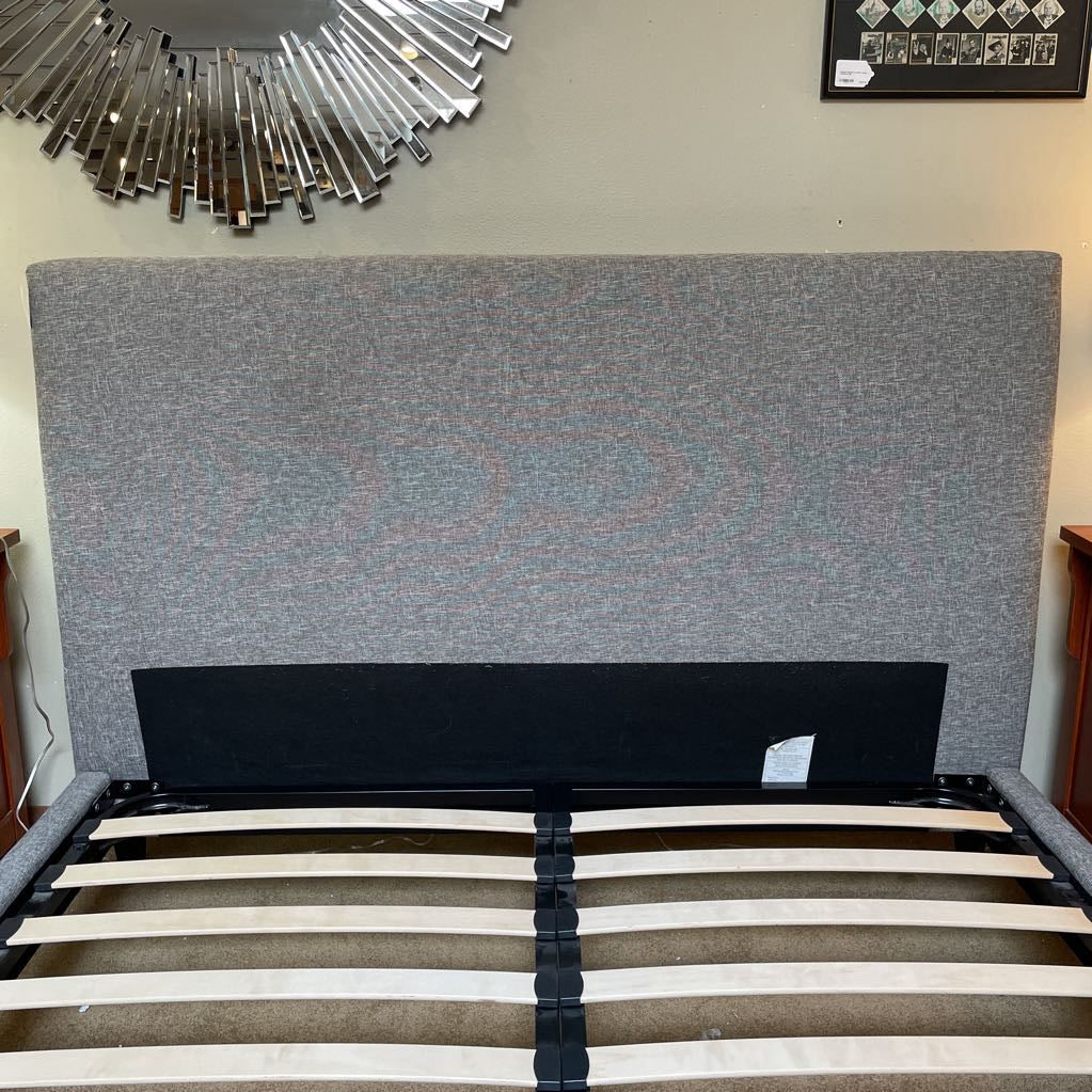 Kasala Grey Upholstry Blonde Slat Queen Bed Frame