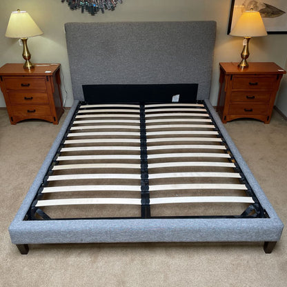 Kasala Grey Upholstry Blonde Slat Queen Bed Frame