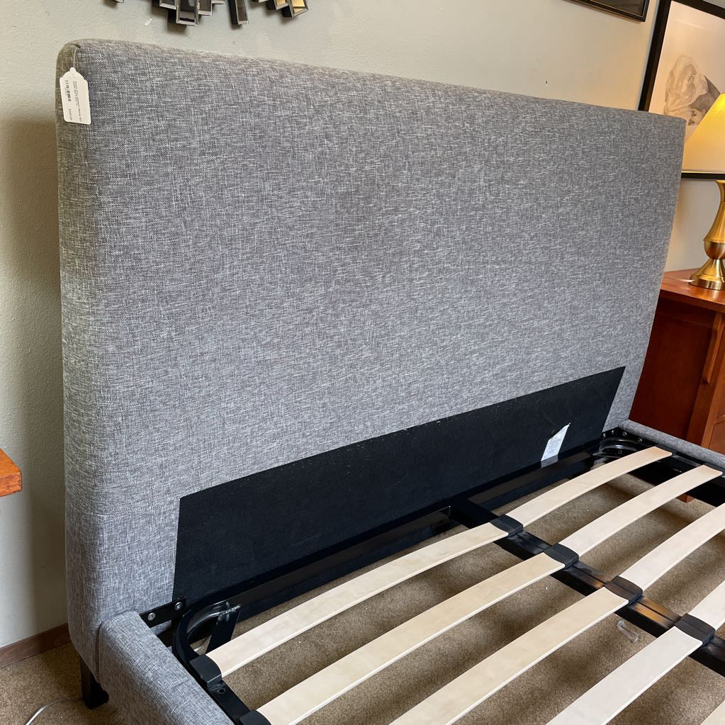 Kasala Grey Upholstry Blonde Slat Queen Bed Frame