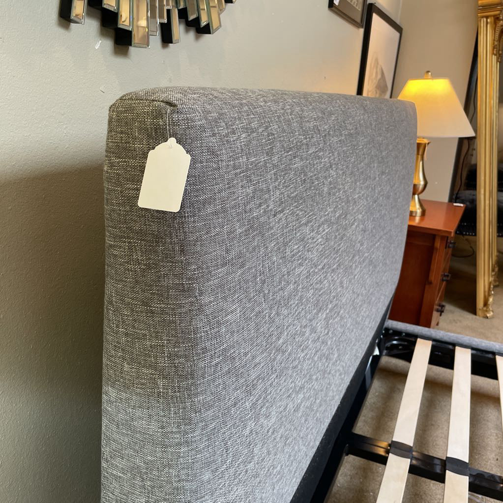 Kasala Grey Upholstry Blonde Slat Queen Bed Frame