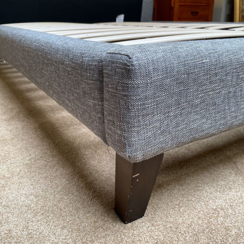 Kasala Grey Upholstry Blonde Slat Queen Bed Frame