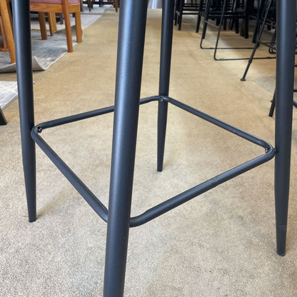 Blue Quilted Velvet Counter Stool
