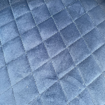 Blue Quilted Velvet Counter Stool