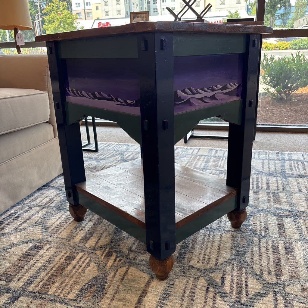 Hand Painted Chess Top Side Table C SIDE TABLES