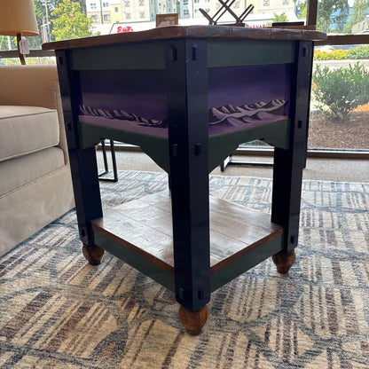 Hand Painted Chess Top Side Table C SIDE TABLES