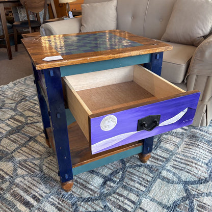 Hand Painted Chess Top Side Table