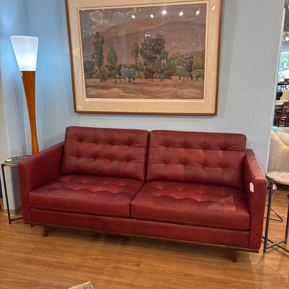 Edith Red Leather Sofa