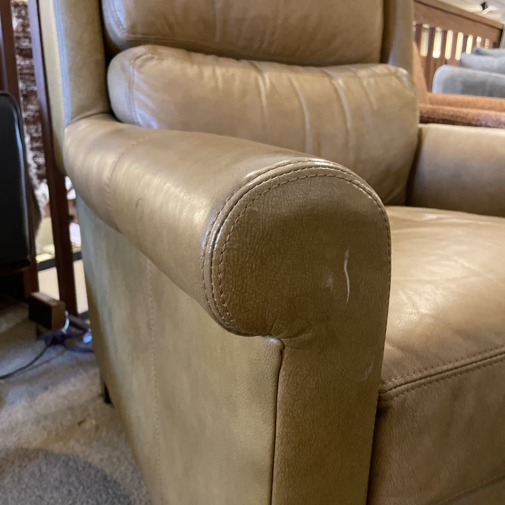 STICKLEY Rolled Arm Leather Accent Chair