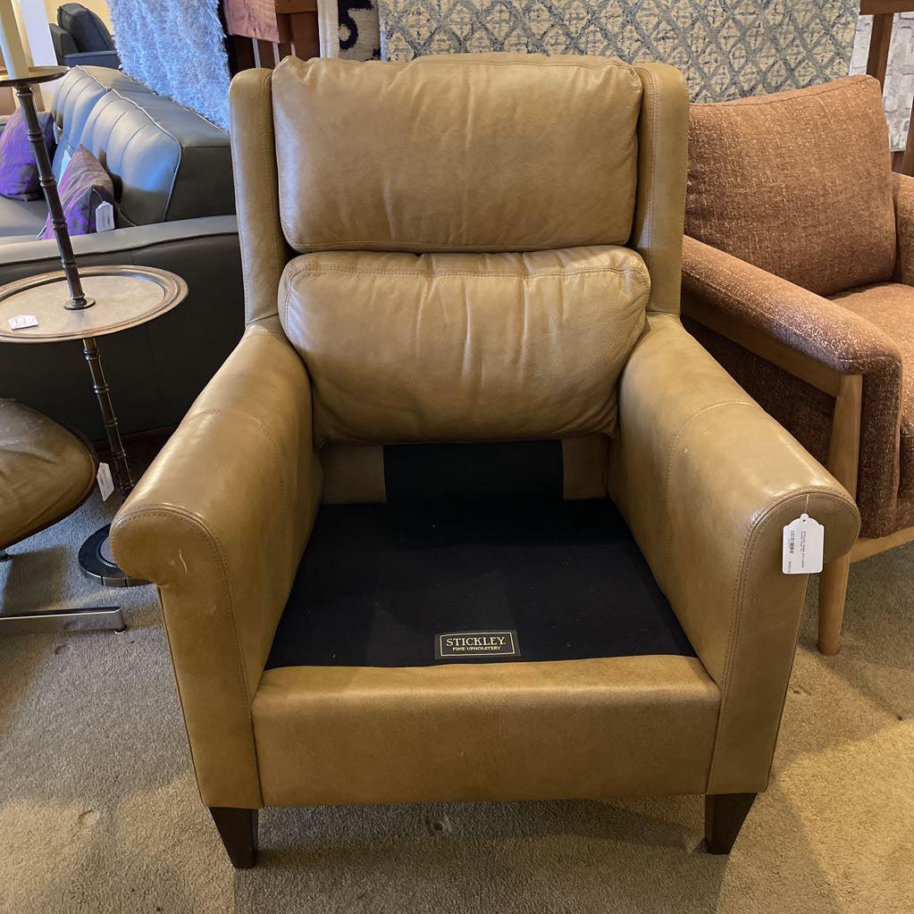 STICKLEY Rolled Arm Leather Accent Chair