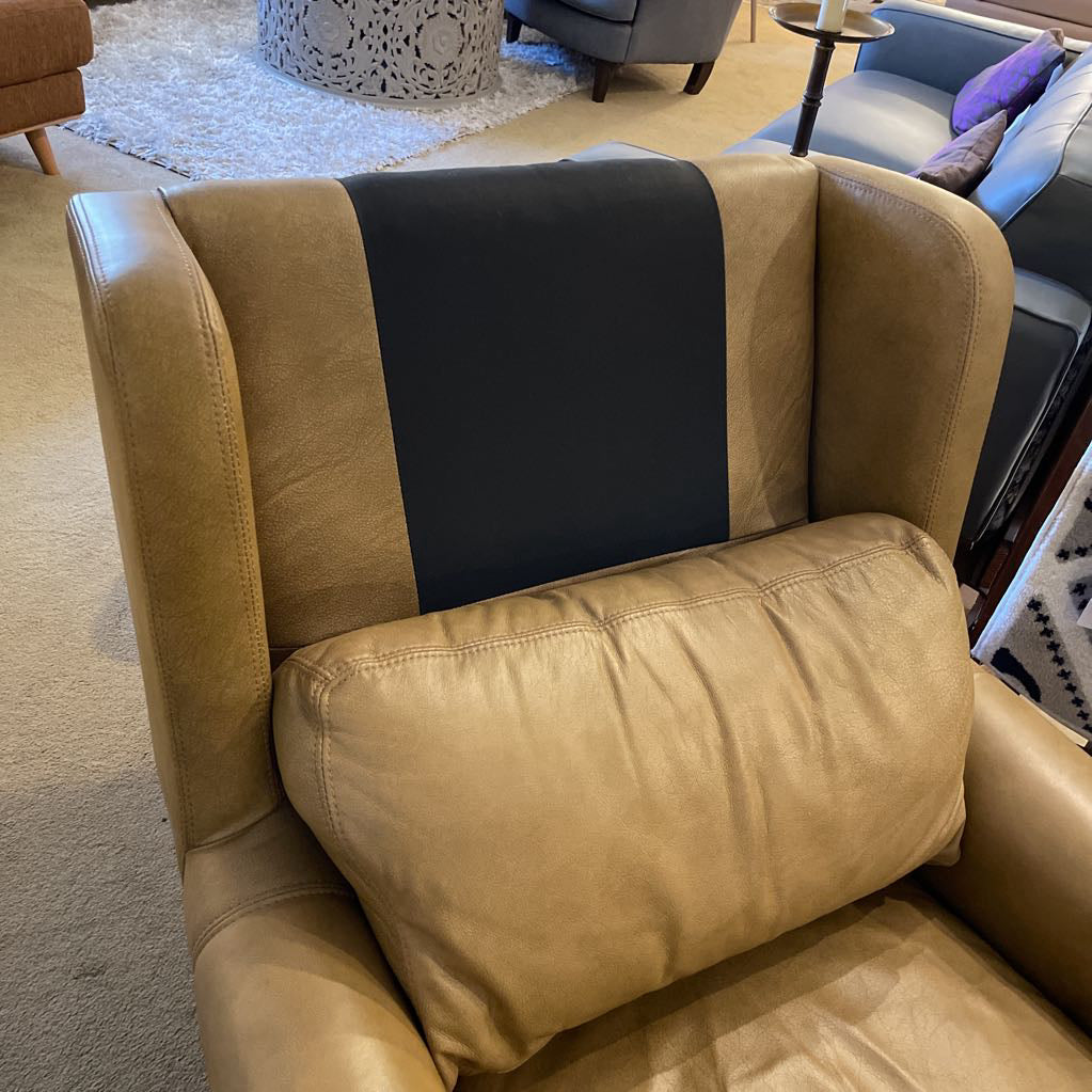 STICKLEY Rolled Arm Leather Accent Chair