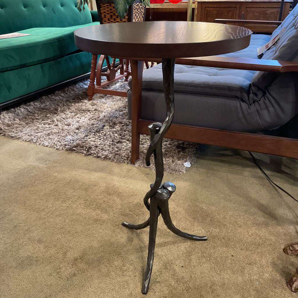 Twisted Metal Sculptural Base End Table