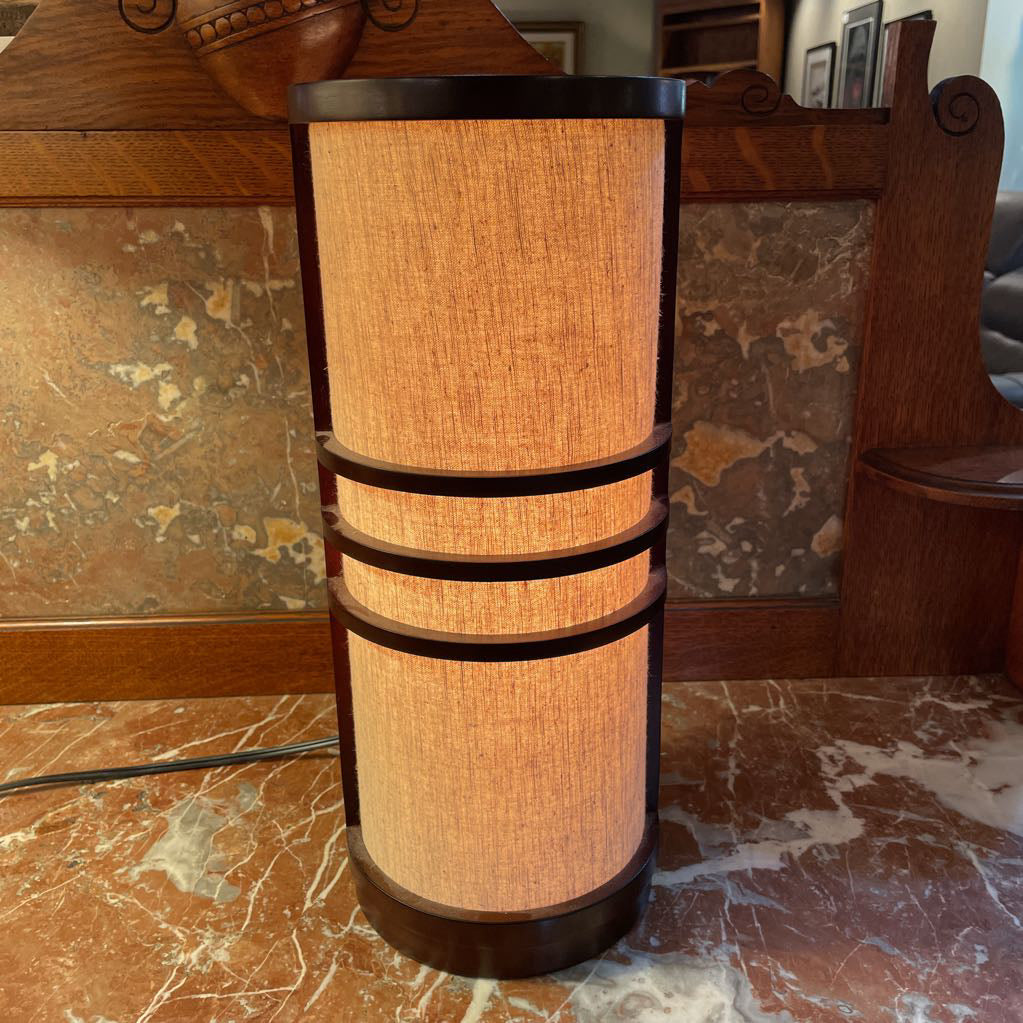 Wood Frame Cylindrical Table Lamp