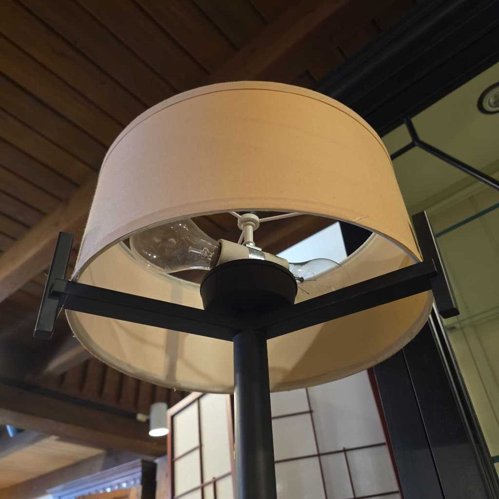 Short Shade Tri Support Black Base Floor Lamp