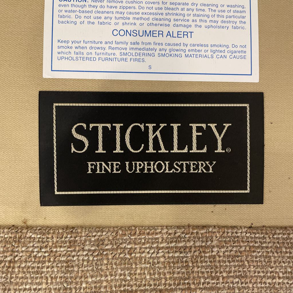 Stickley Rolled Arm 3 Seat Beige Sofa