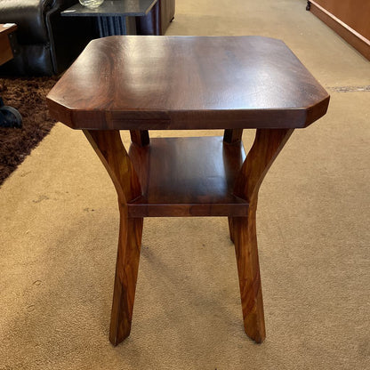 Two Tier Cut Corner Wooden End Table C SIDE TABLES
