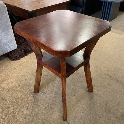 Two Tier Cut Corner Wooden End Table C SIDE TABLES