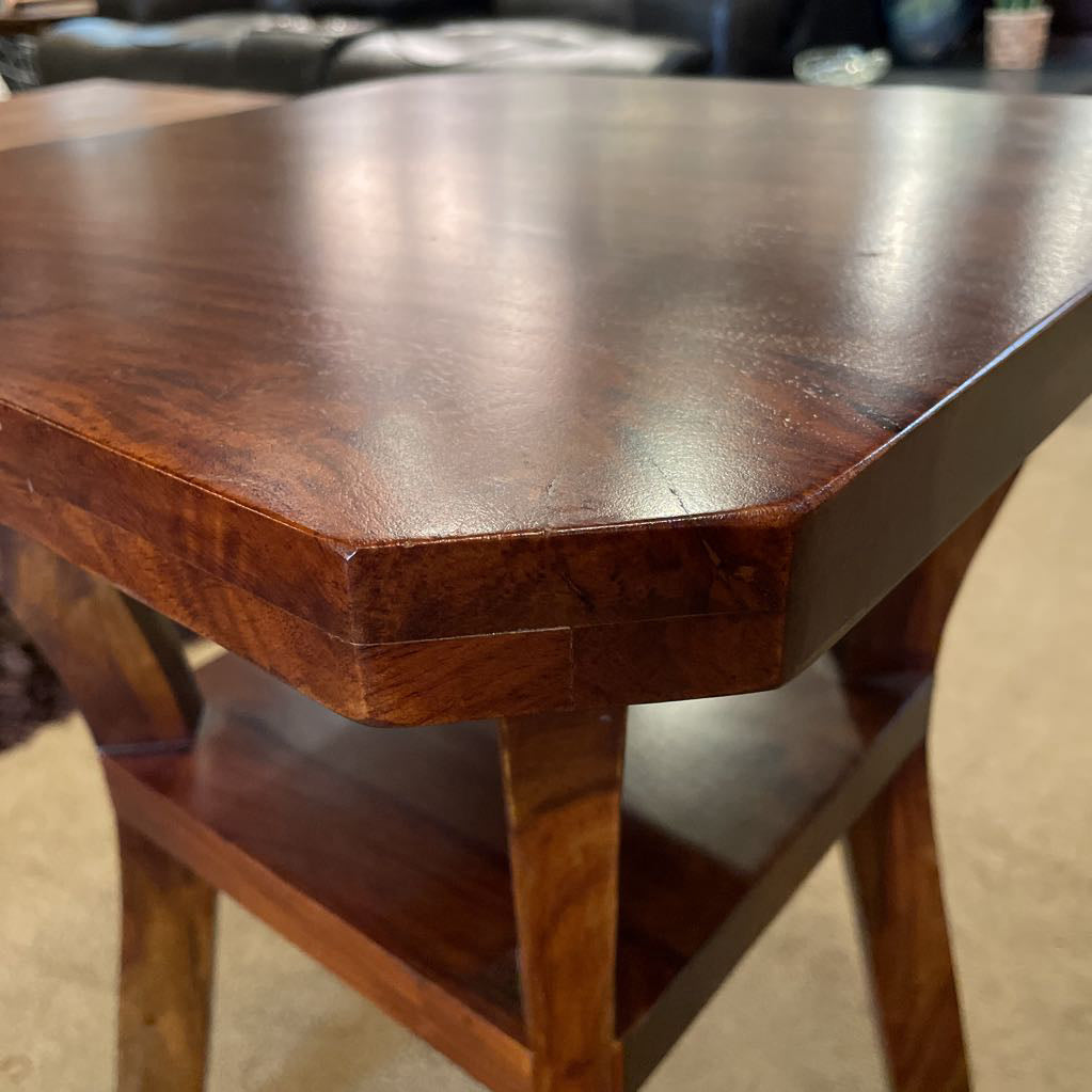 Two Tier Cut Corner Wooden End Table C SIDE TABLES