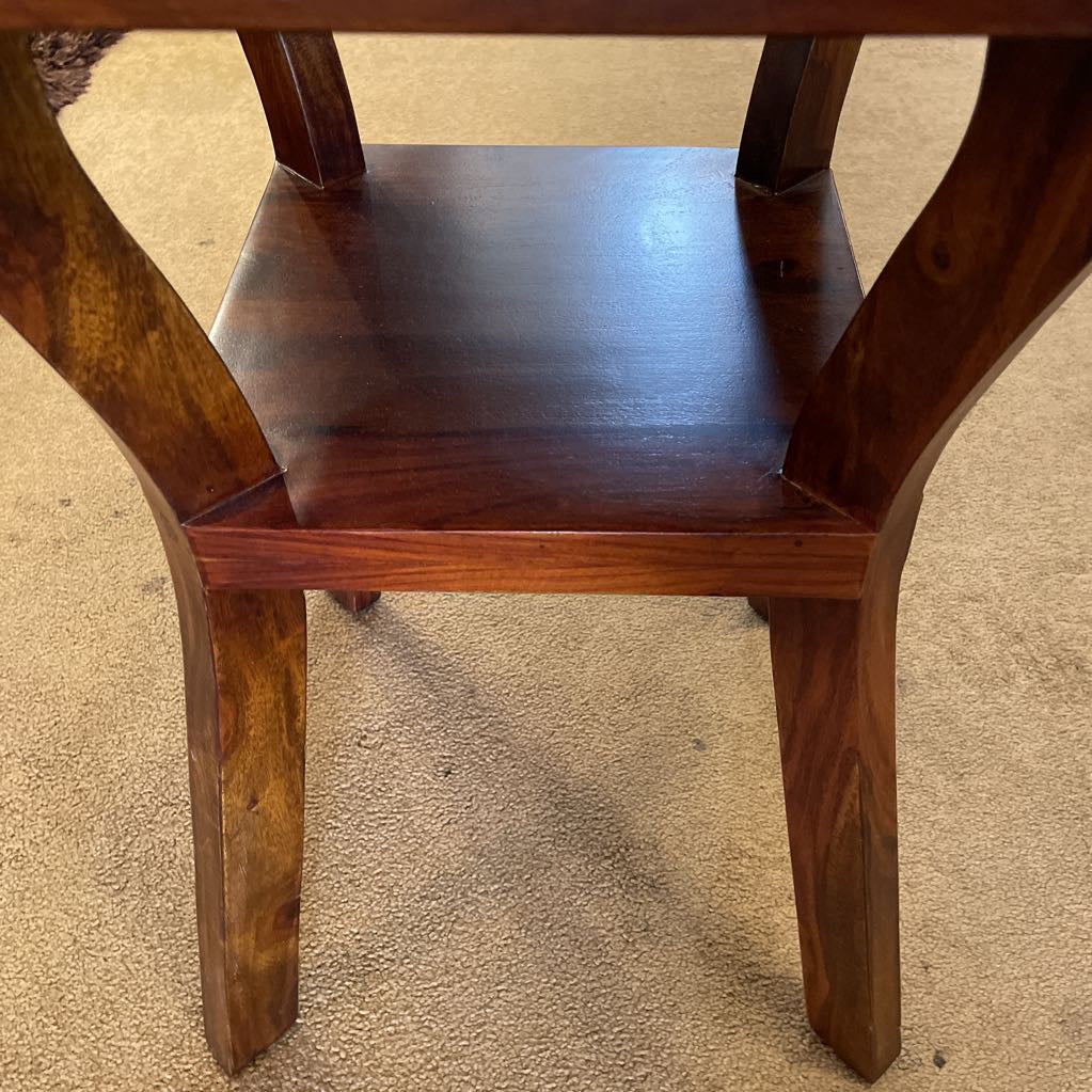 Two Tier Cut Corner Wooden End Table C SIDE TABLES