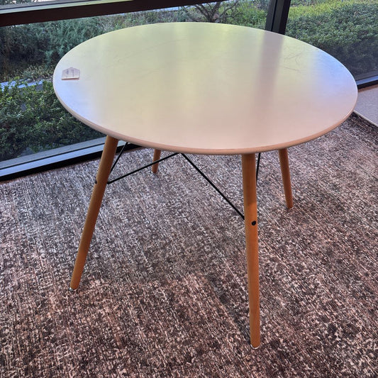 Round White Wood Dining Table (AS IS) C DINING TABLES